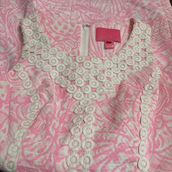 Lilly Pulitzer MacFarlane Flamingo Pink Shift Dress Seashell Sz 00 EUC - Picture 4 of 11